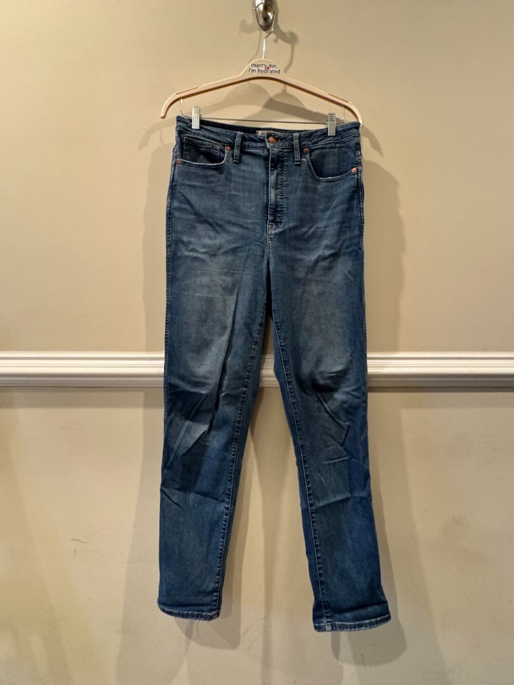 Madewell Curvy Stovepipe Jeans 31 TALL Blue High Rise Straight Stretch Denim